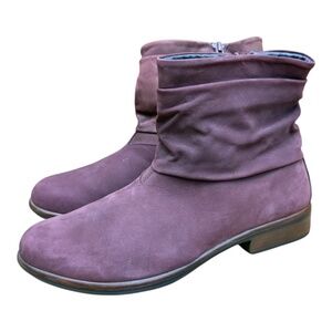 Naot size 9  Purple Slouchy Ankle Boots with Wooden Heel